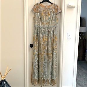 Beautiful light baby blue & gold embellished dress